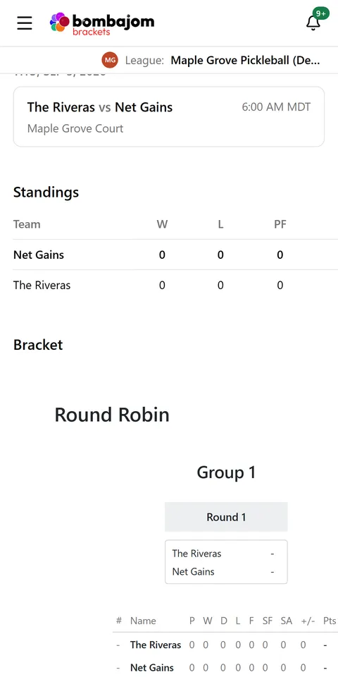Real tournaments — app screenshot